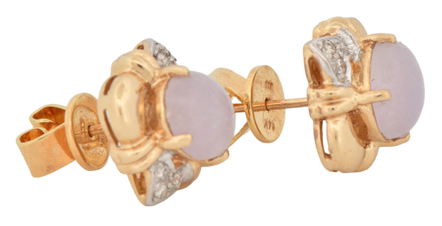 14K Yellow Gold Lavender Jade Set