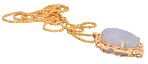 14K Yellow Gold Lavender Jade Set