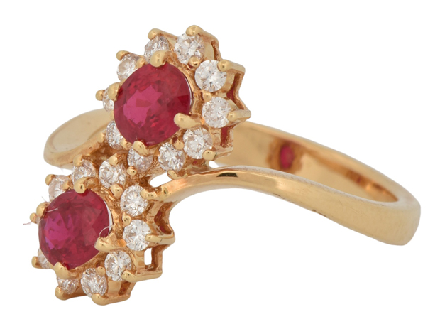 18K Yellow Gold Diamond and Ruby Set