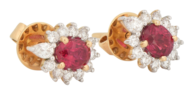 18K Yellow Gold Diamond and Ruby Set