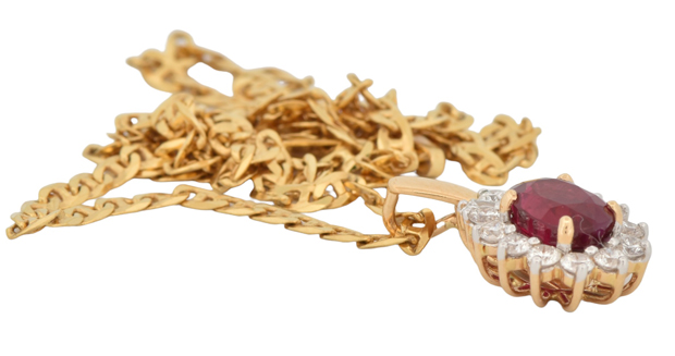 18K Yellow Gold Diamond and Ruby Set