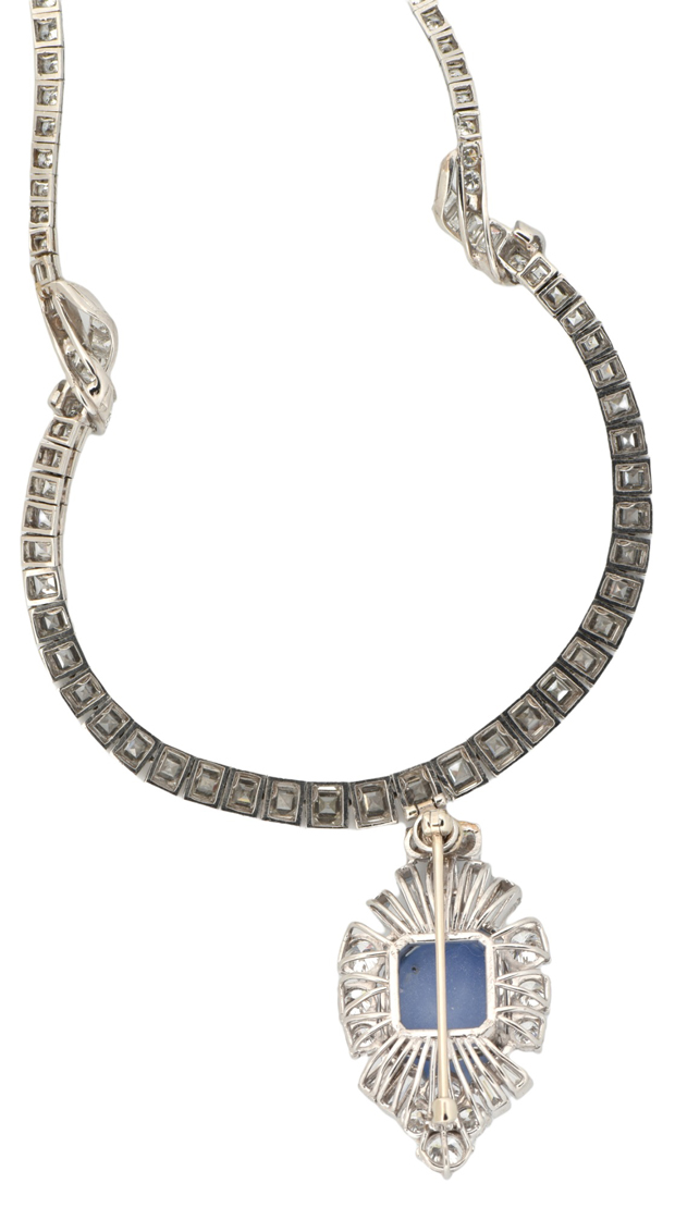 Platinum Diamond and Sapphire Necklace