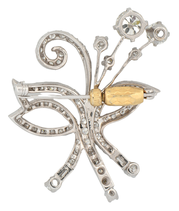 14K White Gold Diamond Pin