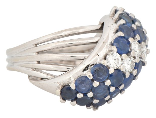 18K White Gold Diamond and Sapphire Ring      