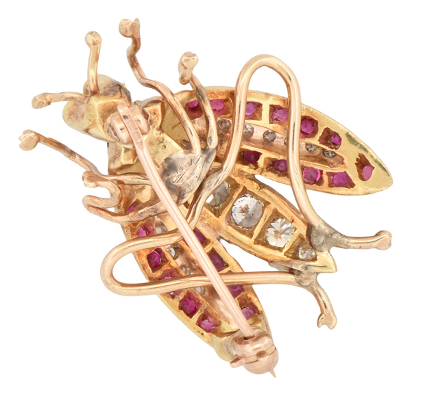 18K Yellow Gold Insect Pin      