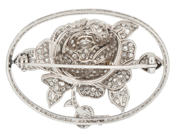 14K White Gold Rose Pin    