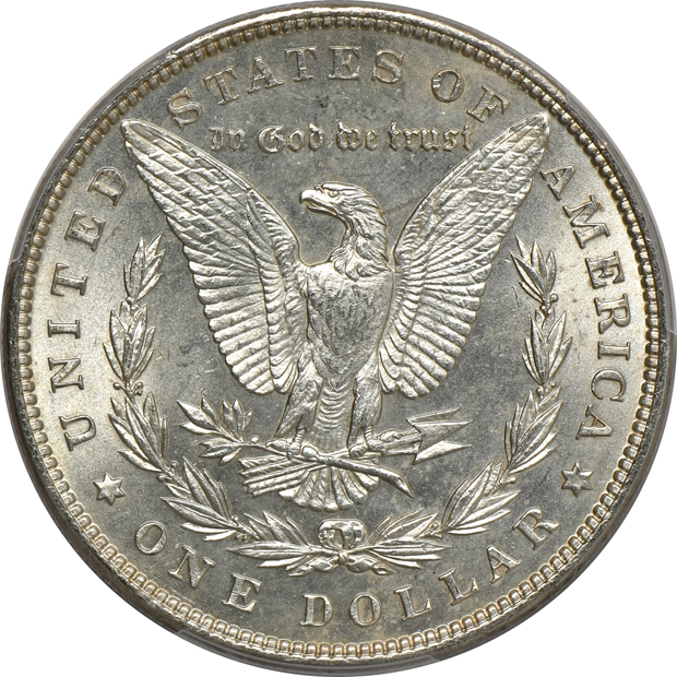 Four Morgans silver dollars, all PCGS CAC