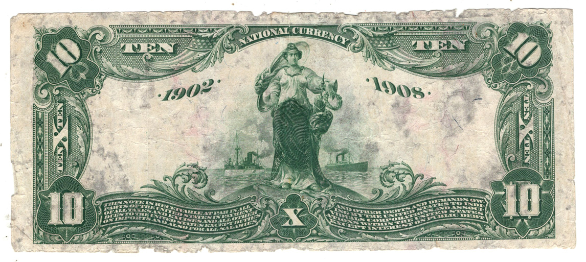 1902 $10 Blue Seal Date Back - Grant City, MO Charter #3380 - VG