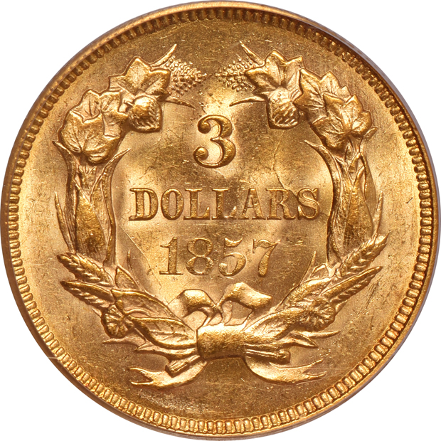 1857 PCGS MS-62 (scratched)