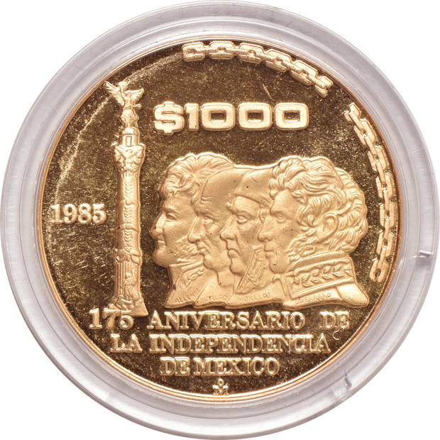 Mexico - 1985 Banco De Mexico Revolution 75th Anniversary, 1oz Silver and 1/2oz  gold Proof Set