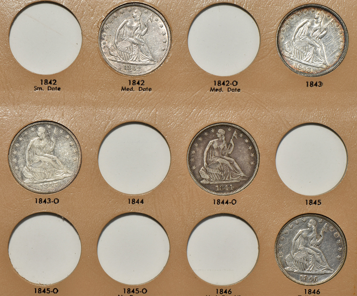 Group of 42 different Liberty Seated half dollars in a Dansco (Littleton-07) album