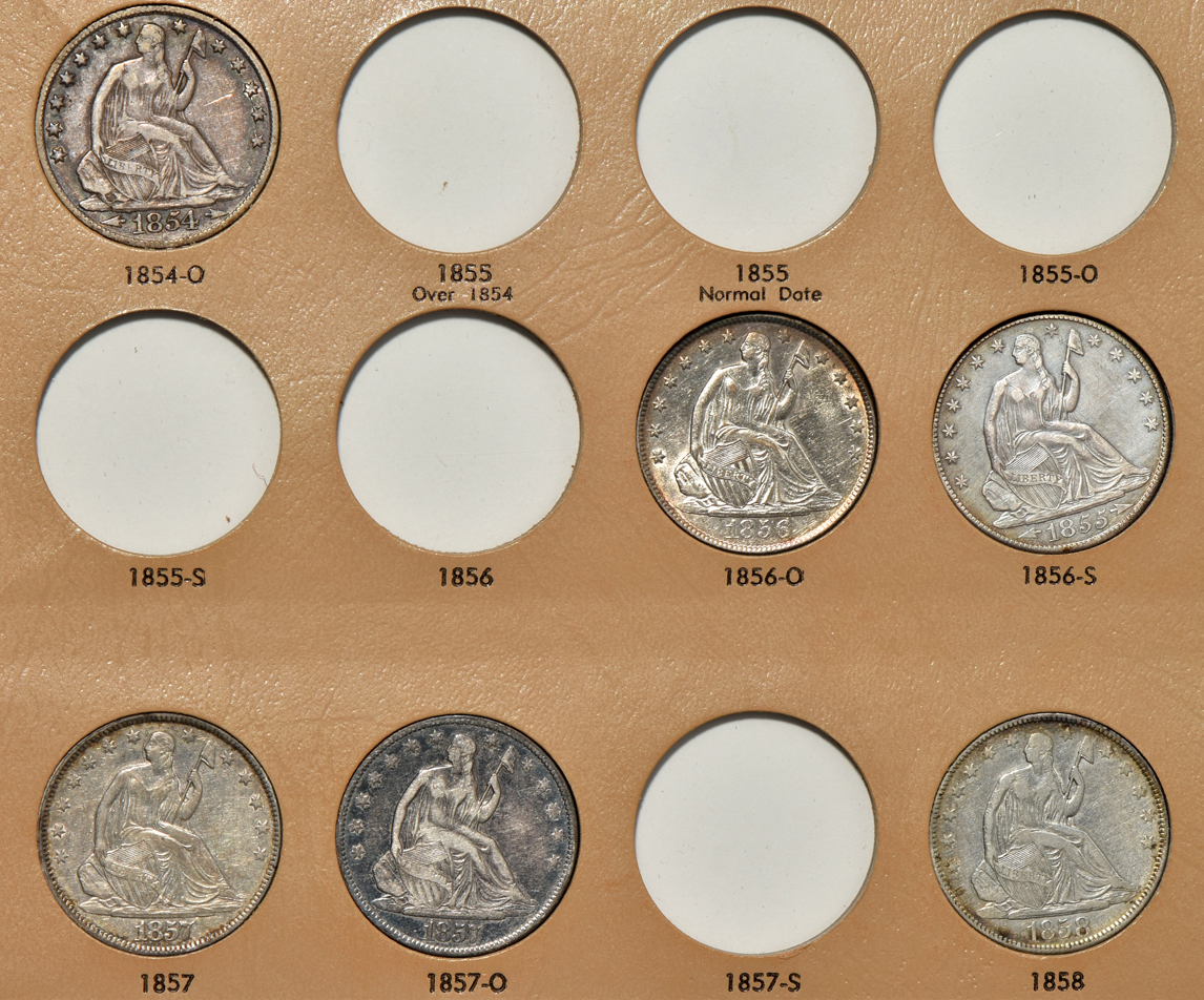 Group of 42 different Liberty Seated half dollars in a Dansco (Littleton-07) album