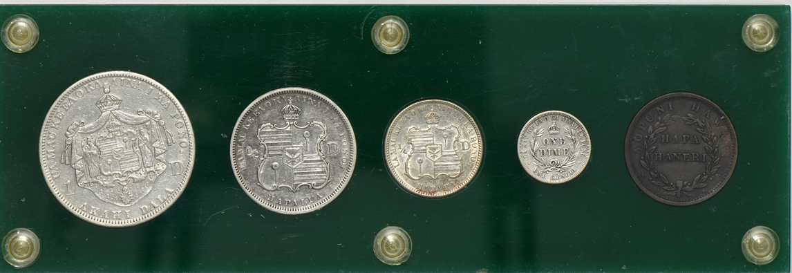 1883 Hawaiian Set with 1847 cent in a Capital Plastics holder