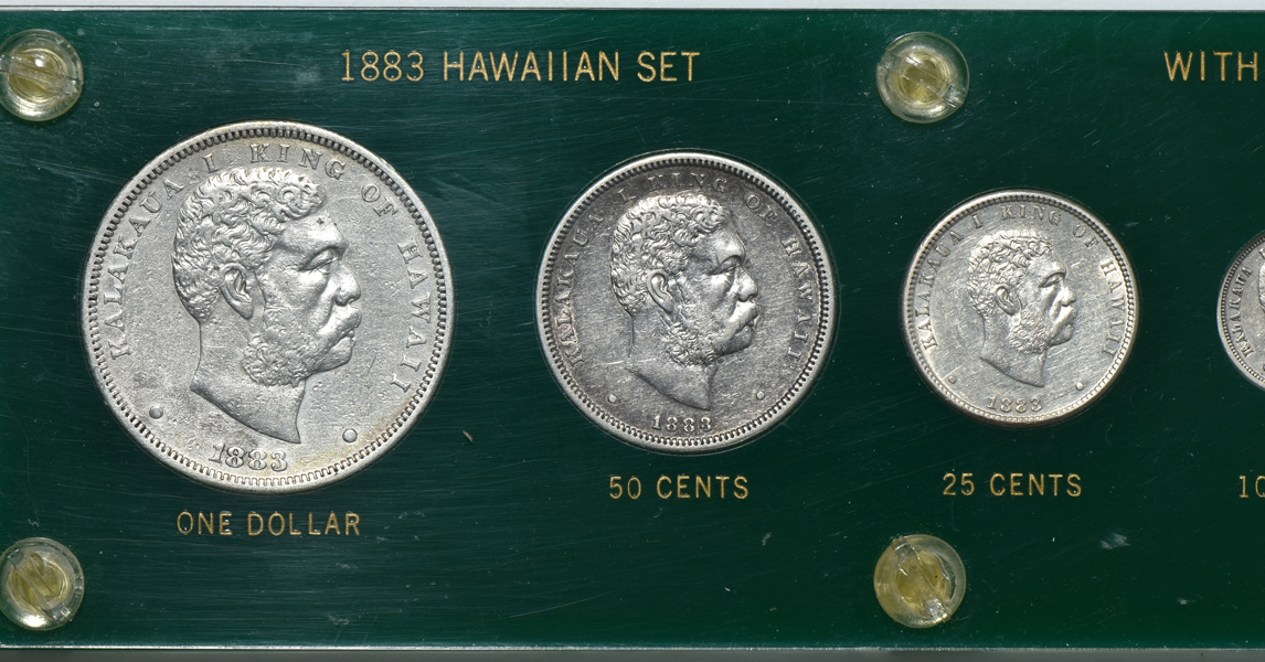 1883 Hawaiian Set with 1847 cent in a Capital Plastics holder