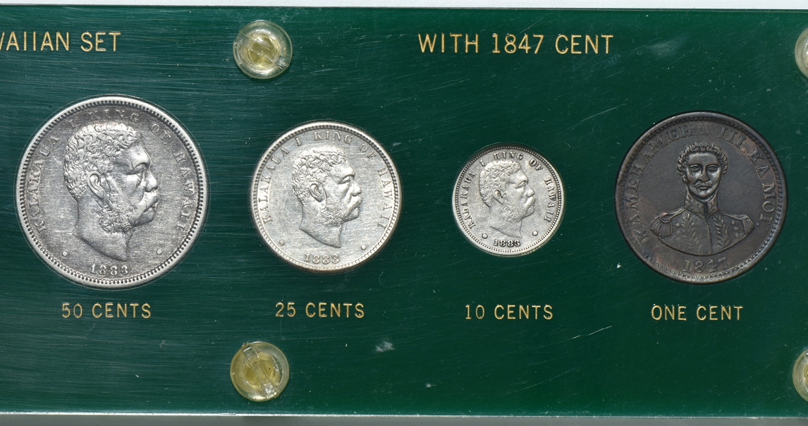 1883 Hawaiian Set with 1847 cent in a Capital Plastics holder