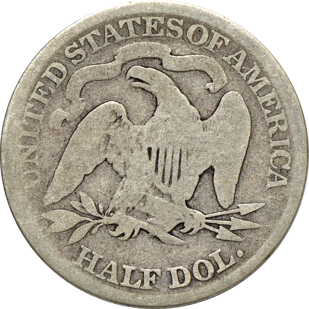 Five Liberty Seated half dollars