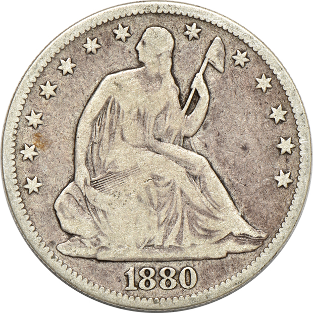 Five Liberty Seated half dollars