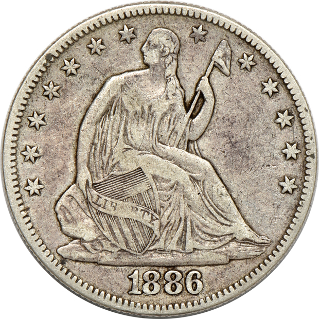 Five Liberty Seated half dollars