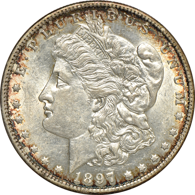 Four Morgan silver dollars