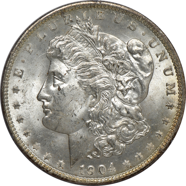 Seven silver type coins in PCGS rattler holders