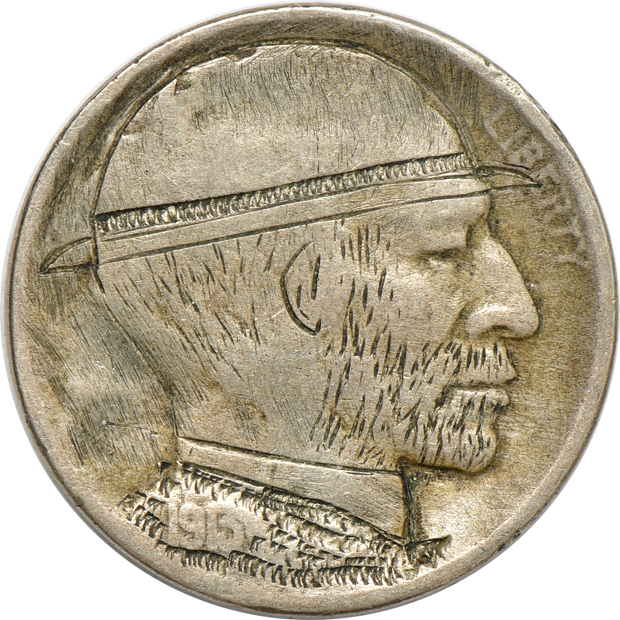 Four "hobo" nickels