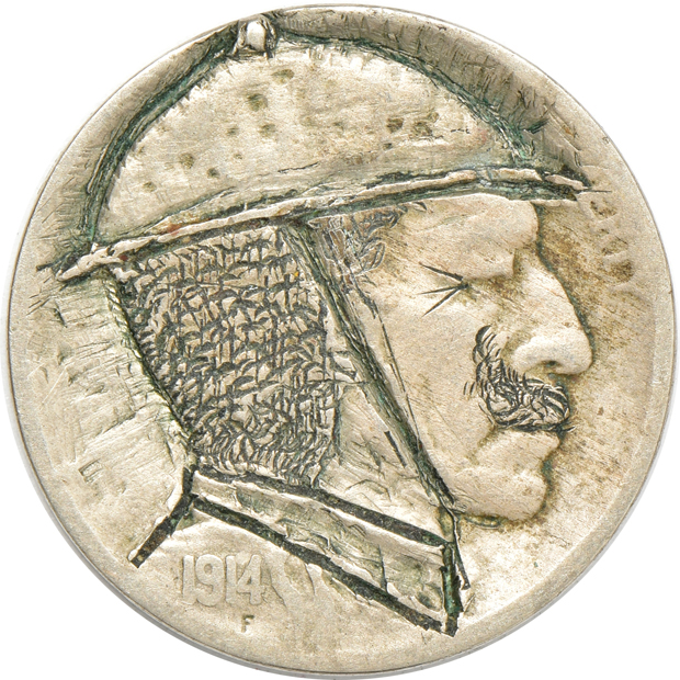 Four "hobo" nickels