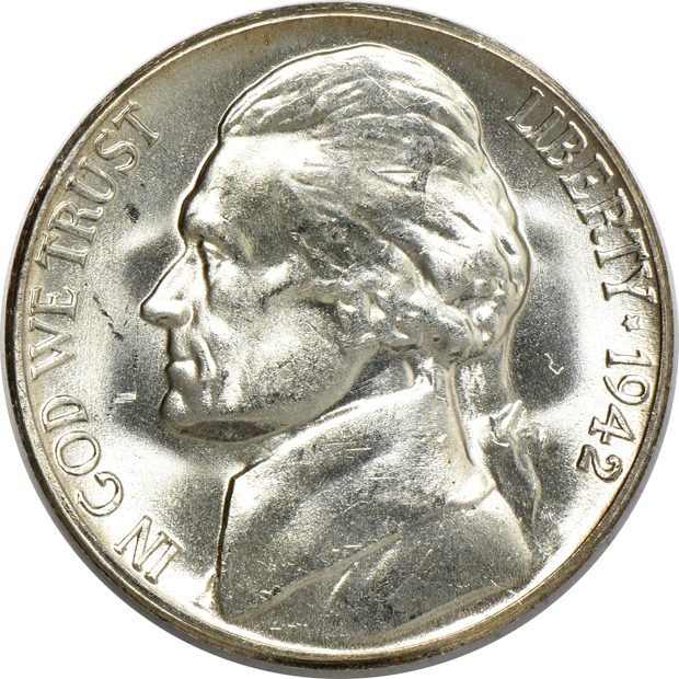 Eleven rolls of Jefferson War nickels