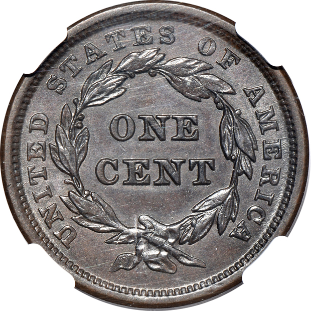 1843 Petite Head - Small Letters NGC MS-61 BN