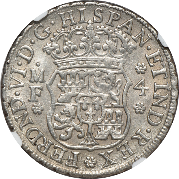Mexico - 1748-MO-MF 4 reales - NGC AU-55