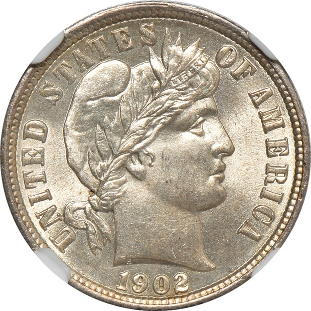 1902 Barber dime NGC MS-64, and a 1928-S Standing Liberty quarter PCGS MS-65, both CAC