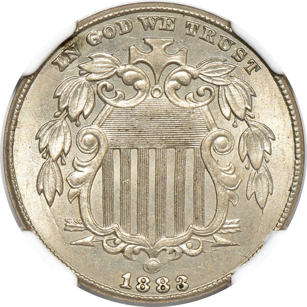 1883 Shield PCGS PR-64, and an 1883 Shield NGC MS-64, both CAC
