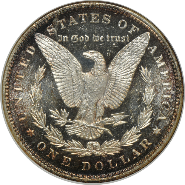 Four Morgan silver dollars certified by ANACS