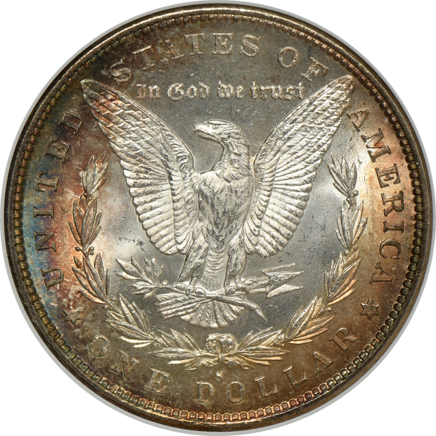Four Morgan silver dollars certified by ANACS