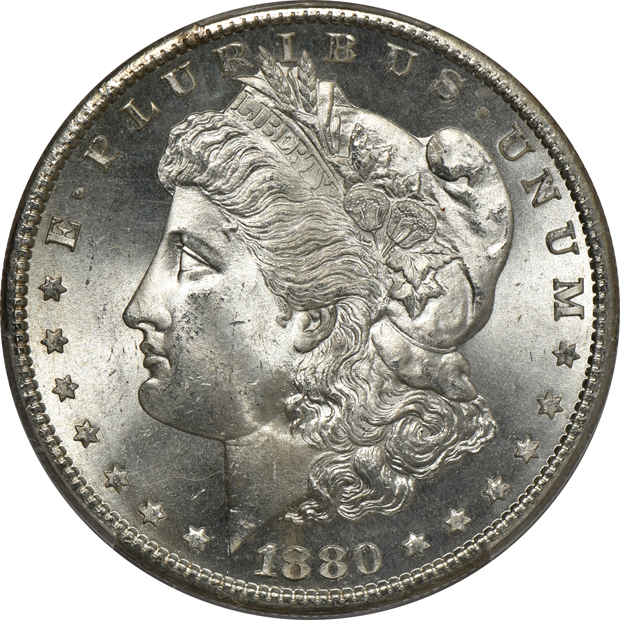 1879-S, 1880-S, and 1881-S, all PCGS MS-66 CAC