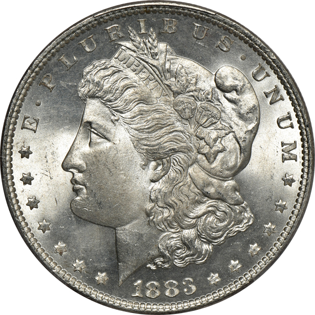 1883 MS-65, 1888 MS-65, and a 1903 MS-64, all PCGS