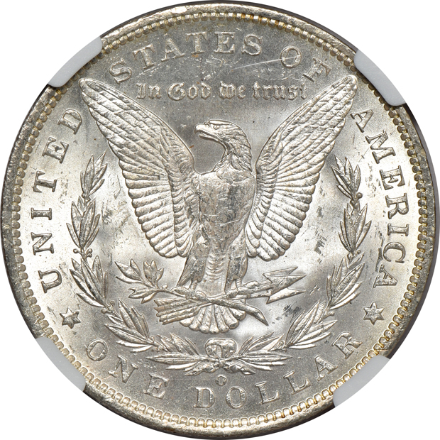 1885-S PCGS MS-62, 1887-O NGC MS-62, and an 1887-O NGC MS-63