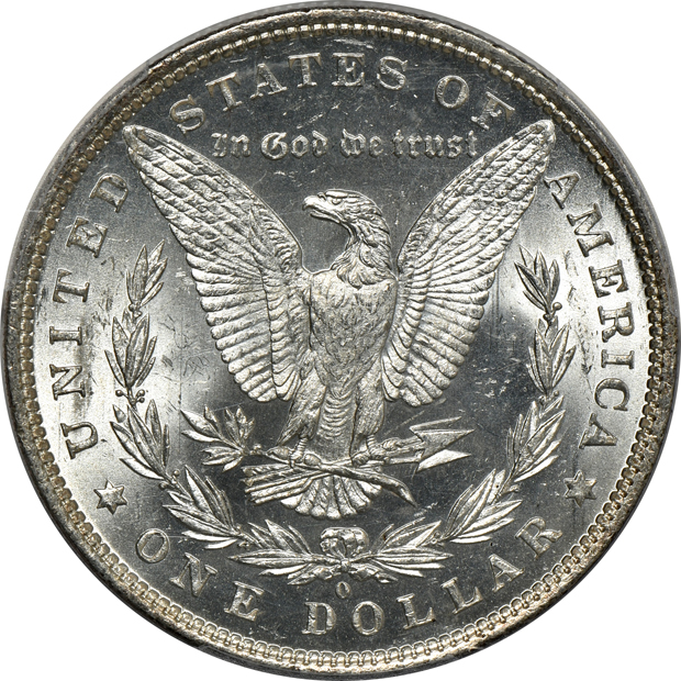 1879-O MS-63, and an 1882-O MS-65, both PCGS