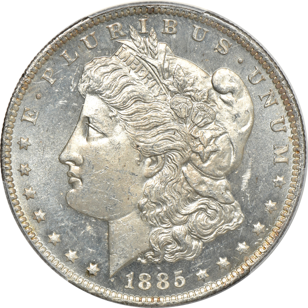 Two 1885-O PCGS MS-63DMPL