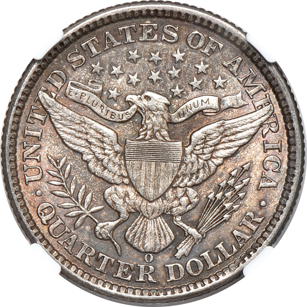1892-O Barber quarter MS-61, and a 1905-O Barber dime MS-64, both NGC