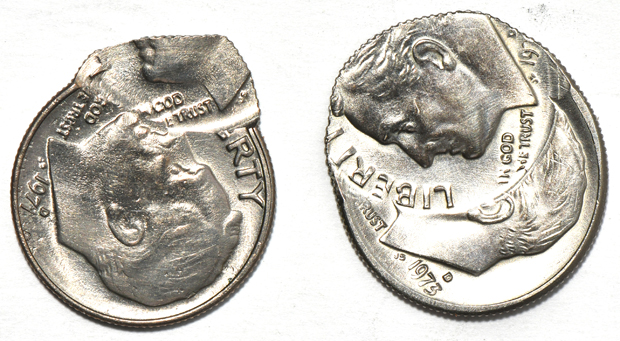 Three modern error coins