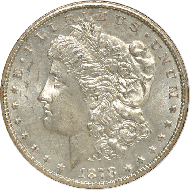 1878 7/8TF Strong PCGS MS-62 (green label), 1878 7TF Reverse of 1879 NGC MS-63, and an 1878-S NGC MS-64