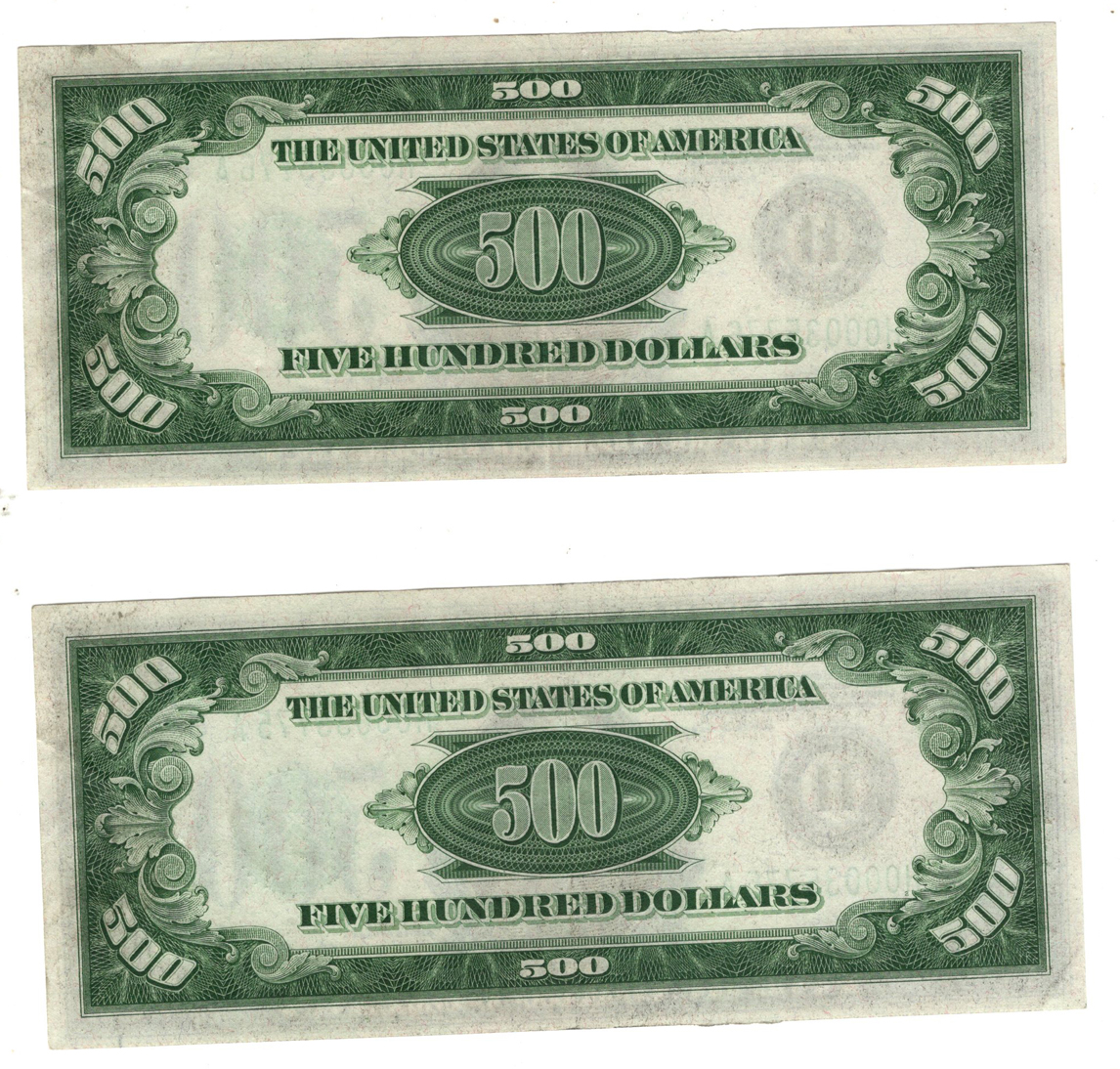 Pair of 1934-A $500 St. Louis Fr# 2202-H - AU