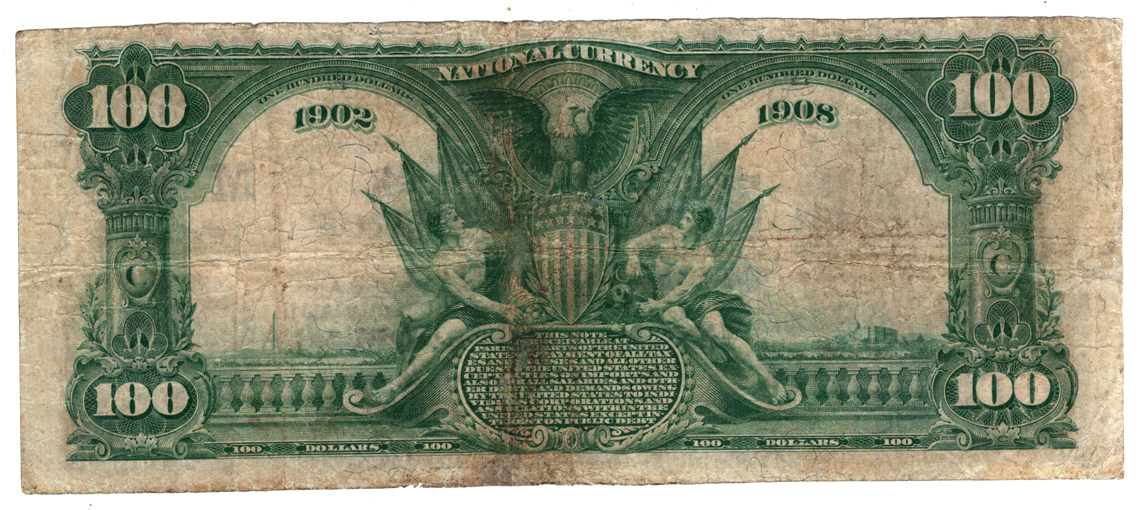 1902 $100 Blue Seal Date Back - Wilmington, IL Charter #1964 - F/pinholes