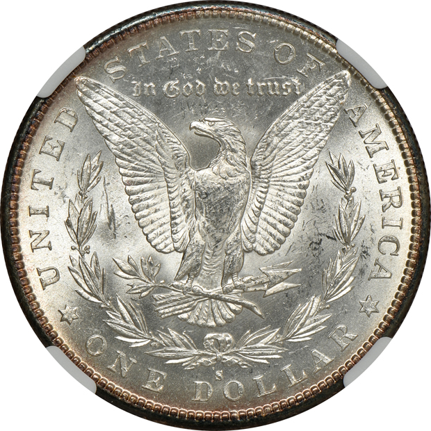 1885-S MS-63, and an 1888-S MS-62, both NGC