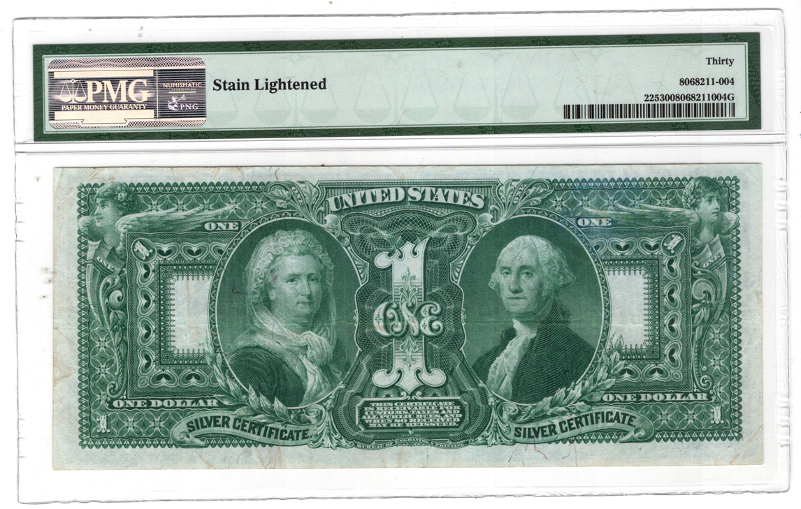 1896 $1 Educational Fr# 225 - PMG VF-30/stain lightened
