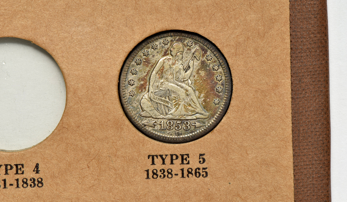 Four different type quarters in a Wayte Raymond page