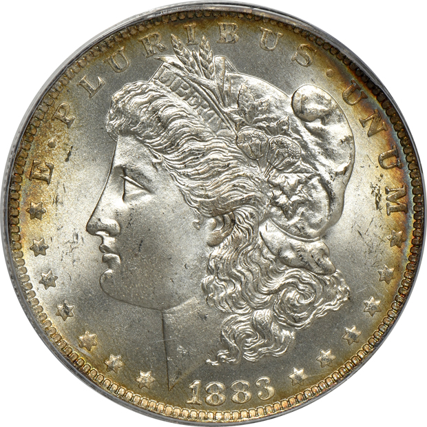 1880-S MS-64, 1883-O MS-65, and an 1888 MS-64, all PCGS (green label) CAC