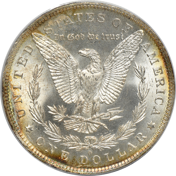1880-S MS-64, 1883-O MS-65, and an 1888 MS-64, all PCGS (green label) CAC