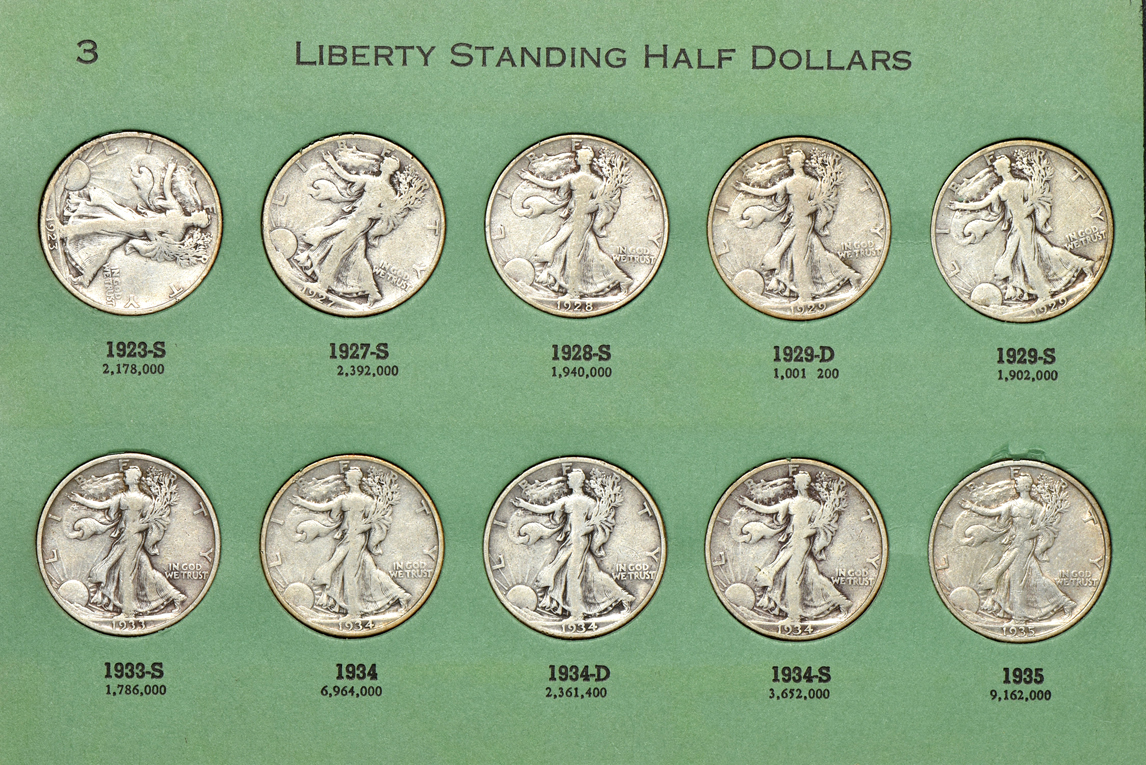 Complete collection of Walking Liberty half dollars in two albums