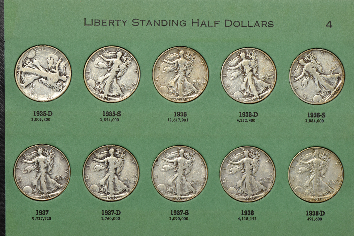 Complete collection of Walking Liberty half dollars in two albums